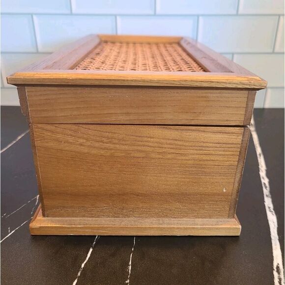 Vintage Mele Wooden Jewelry Dresser Music Box Cane Top Chest Boho Décor *FLAW* - Picture 11 of 16